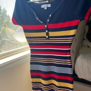 Super cute striped navy blue mini dress.